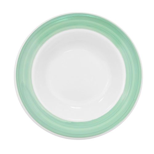 C.A.C. R-3-G, 12 Oz 8.75-Inch Stoneware Green Rim Soup Plate, 2 DZ/CS