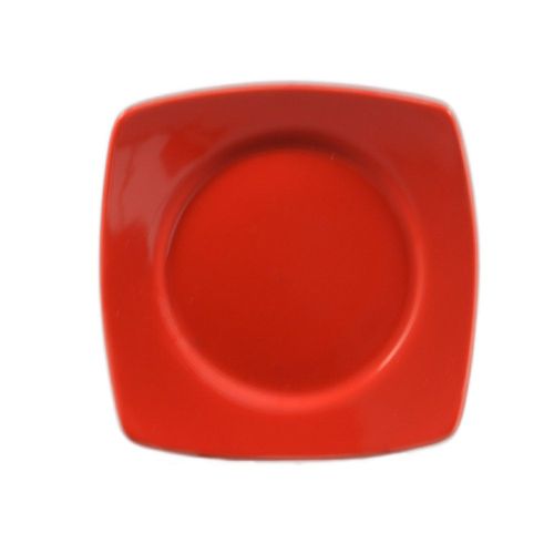 C.A.C. R-SQ21-R, 11.87-Inch Porcelain Red Round In Square Plate, DZ