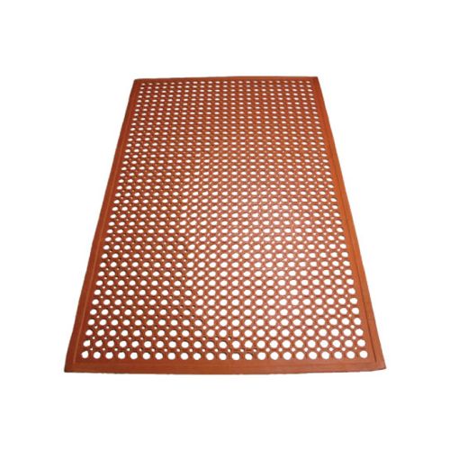 Winco RBM-35R-R, 5x3-Feet Red Rubber Anti-Fatigue Floor Mat with Beveled Edge