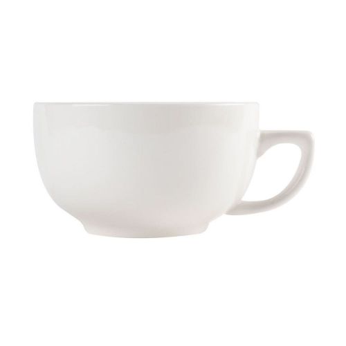 Yanco RE-56 14 Oz 4.5-Inch Recovery Porcelain Round American White Cappuccino Cup, 36/CS