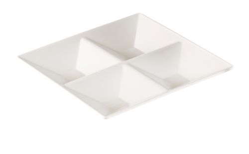 Yanco RM-822 11.5x1.5-Inch Rome Melamine Deep Square White 4-Compartment Plate, DZ