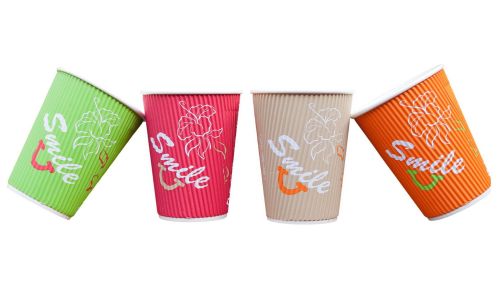 SafePro RW12S, 12 Oz "Smile" Ripple Cups, Assorted Colors, 500/Cs (Discontinued)