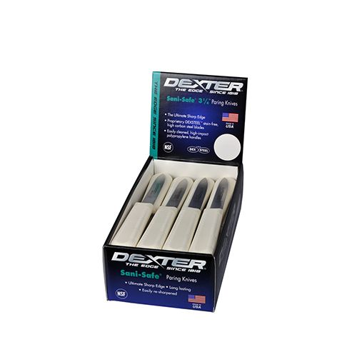 Dexter Russell S104-24, Set of 24 Slip-Resistant White Handle Paring Knives in Display Box