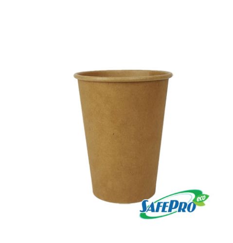 1000 X 8oz Disposable Black Kraft Paper Cups for Hot and Cold Drinks with Lids 