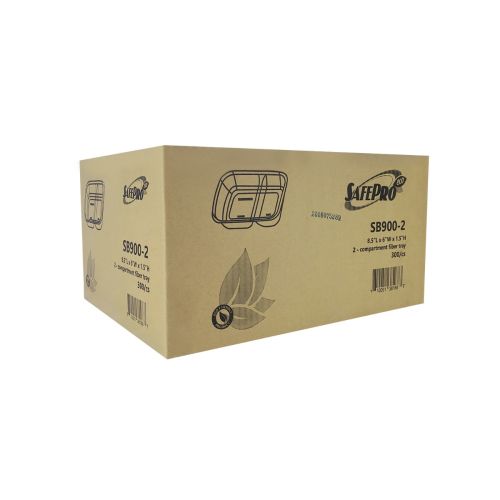 SafePro Eco SB900-2 8.5x6x1.5-Inch 28 Oz 2-Compartment Bio Rectangular Fiber Tray, 300/CS (Discontinued)