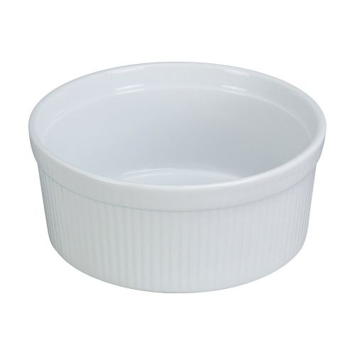 Yanco SF-132 32 Oz 6x2.5-Inch Porcelain White Fluted Souffle Bowl, DZ
