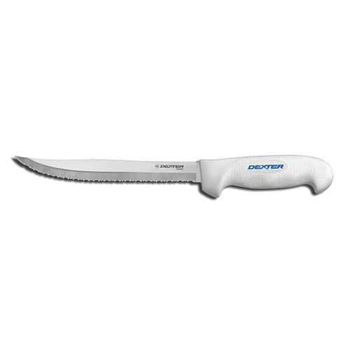 Dexter Russell SG142-8TE-PCP, 8-Inch Tiger-Edge Slicer with White Sofgrip Handle, NSF