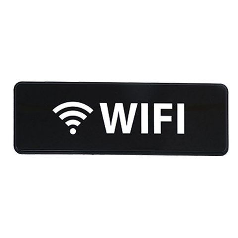 Winco SGN-330, 9x3-inch 'WiFi' Black Information Sign