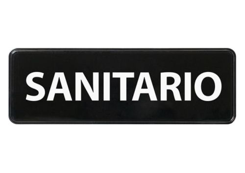 Winco SGN-367 9x3-inch 'Sanitize' Black Information Sign, Spanish