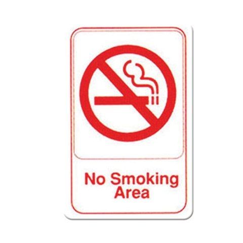 Winco SGN-684W, 6x9-inch 'No Smoking Area' White Information Sign