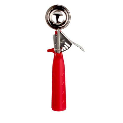 Thunder Group SLDS224P, 1.3-Ounce Stainless Steel Ice-Cream Disher, Size 24, Coated Handle, Red
