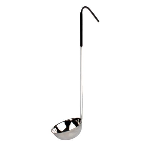 Thunder Group SLOL206, 6-Ounce One Piece Stainless Steel Ladle, Coated Hooked Handle, Black