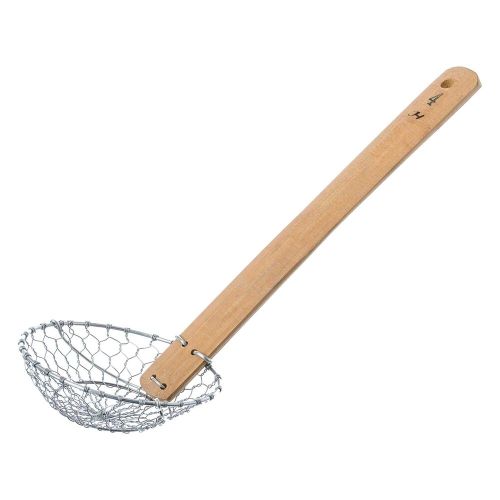 Thunder Group SLSKR004GV, 4x1.25-inch Galvanized Coarse Mesh Skimmer with 9x1-inch Bamboo Handle, EA