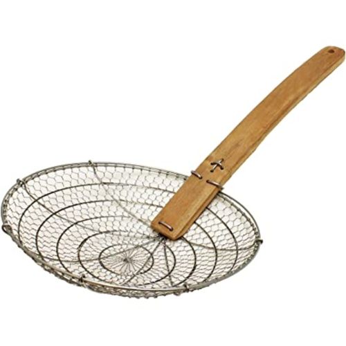 Thunder Group SLSKR012GV, 12x3-inch Galvanized Coarse Mesh Skimmer with 14x1.75-inch Bamboo Handle