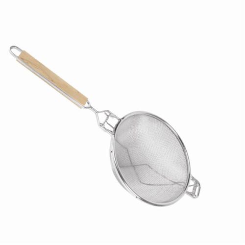 Thunder Group SLSTN3310R, 10 1/2-Inch Single Fine Mesh Reinforced Strainer with Wooden Handle, Nickel-Plated