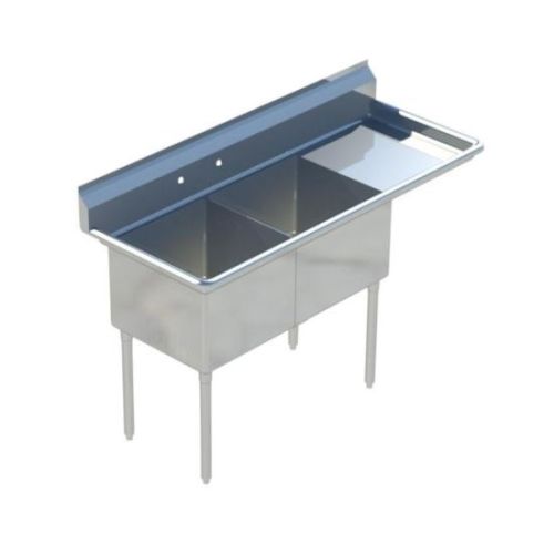 Sapphire SMS-2-1818R, 18x18-Inch 2-Compartment Stainless Steel Sink with Right Drainboard