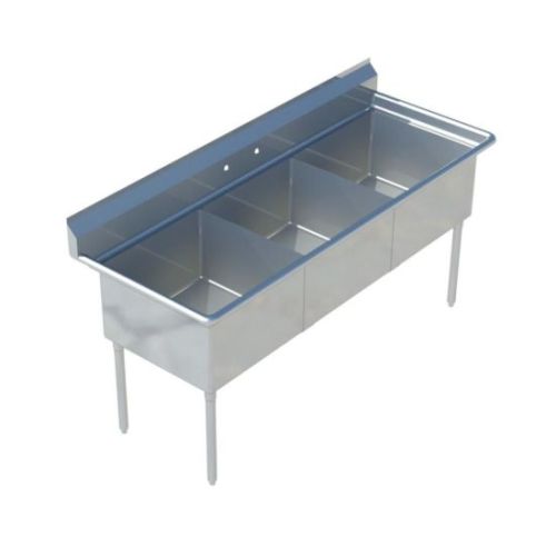 Sapphire SMS1216-3, 12x16-Inch 3-Compartment Stainless Steel Sink