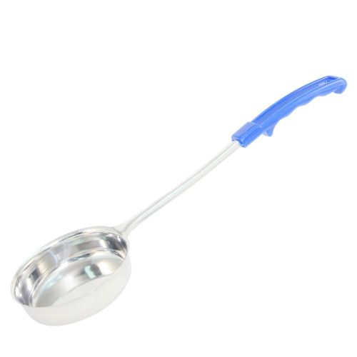 C.A.C. SPCT-8BL, 8 Oz Stainless Steel Solid Portion Spoon with Blue Handle