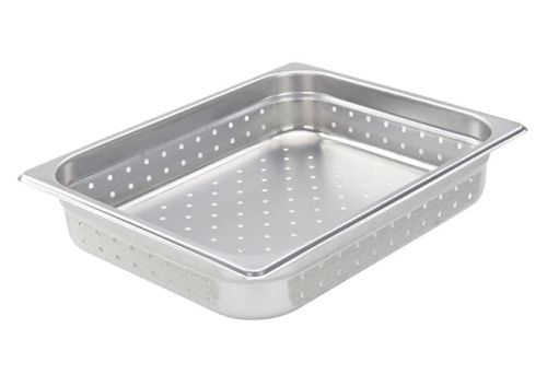 Winco SPJH-202PF, Perforated Steam Pan, Half-Size 2.5-inch, 22 Gauge Stainless Steel, NSF