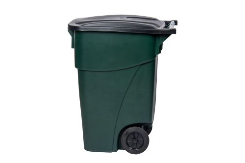 Plex P575-00996, 50 Gal Green Rollout/Wheeled Trash Can/Container