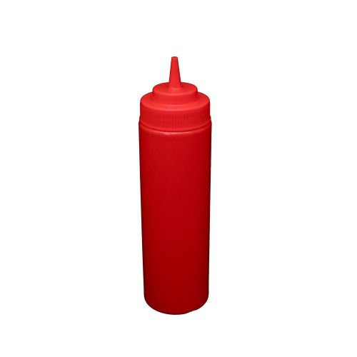 C.A.C. SQBT-W-24R, 24 Oz Plastic Red Wide-Mouth Squeeze Bottle, 6/PK