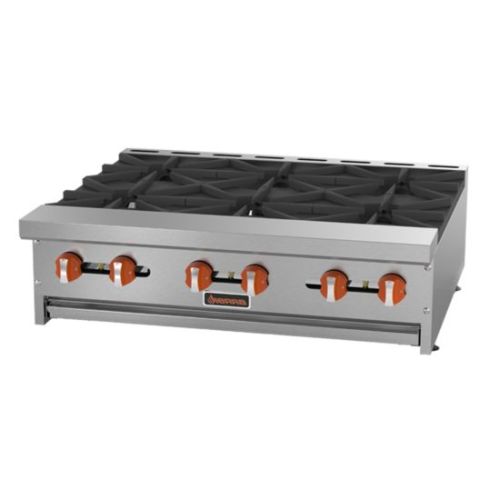 Sierra SRHP-6-36, 36-inch Commercial Hotplate with 6 Burners, 180,000 BTU (Discontinued)