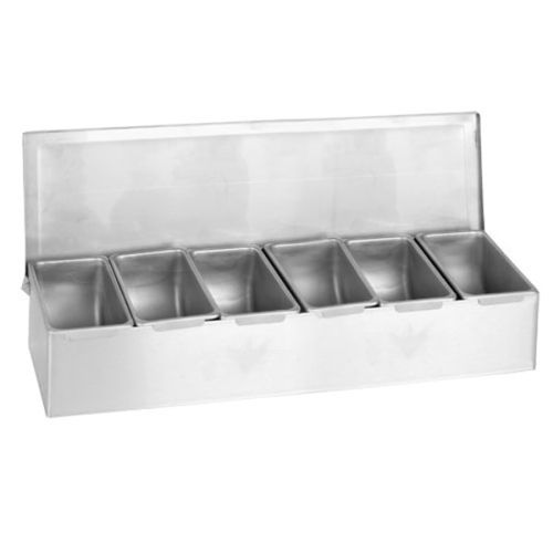 Thunder Group SSCD006, 6-Compartment Stainless Steel Condiment