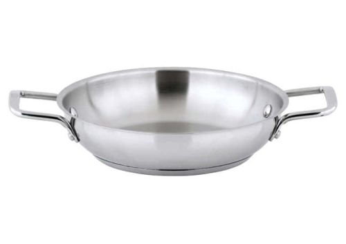 Winco SSOP-9, 9.5-Inch Dia Try-Ply Stainless Steel Omelet Pan w/o Lid, 2 Handles, NSF