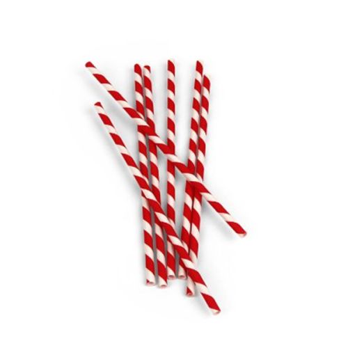 SafePro ST1-X 7.75-Inch Red Striped Unwrapped Paper Straws, 500/PK