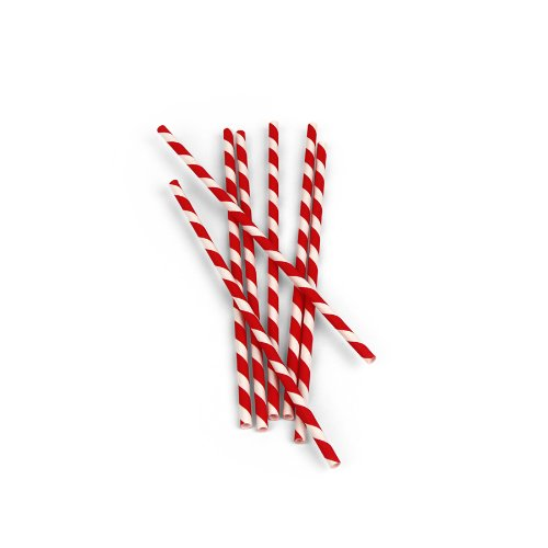 SafePro ST1 7.75-Inch Red Striped Unwrapped Paper Straws, 2000/CS