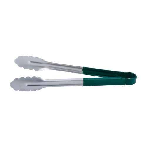 C.A.C. STCH-12GN, 12-inch Stainless Steel Tong with Green Handle