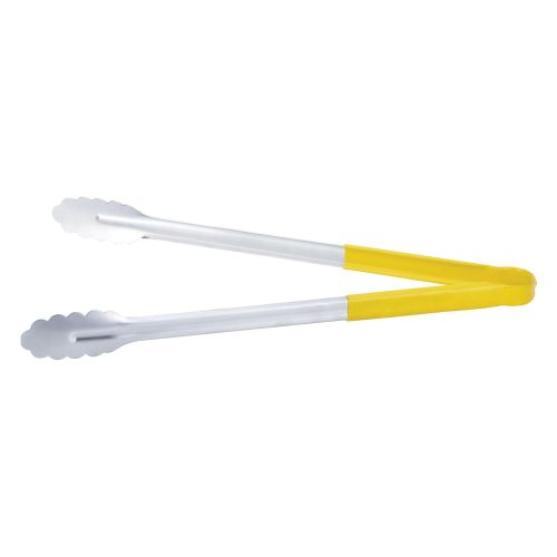 C.A.C. STCH-12YL, 12-inch Stainless Steel Tong with Yellow Handle