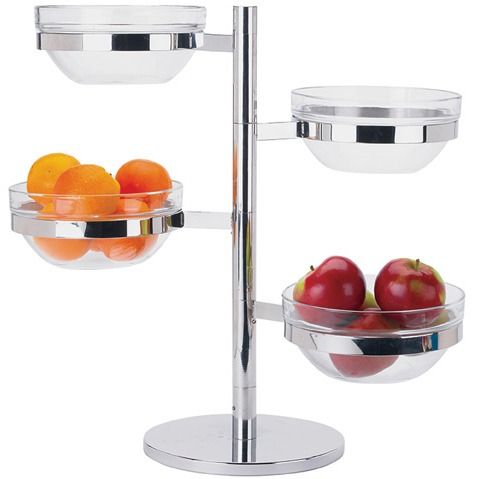 Winco TDSF-4, 4-Tiered 18-8 Stainless Steel Display Server Folding Stand Set with Glass Containers (Discontinued)