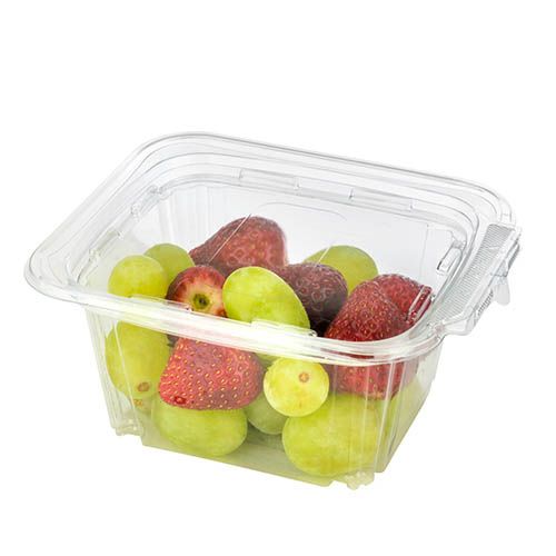 SafePro TE48 48 Oz Tamper Evident Clear Plastic Container with Hinged Lid, 150/CS