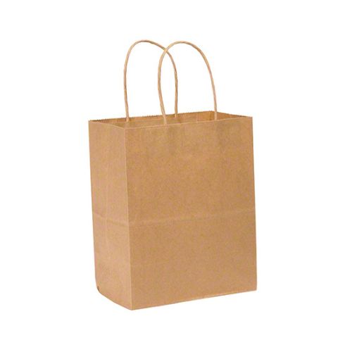 DURO 8x4.5x10.25-Inch 60# Kraft Paper Shopping Bag with Twisted Handles, 250/CS