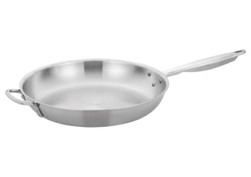 Winco SSET-7 7 Qt. Stainless Steel Saute Pan with Lid and Helper Handle
