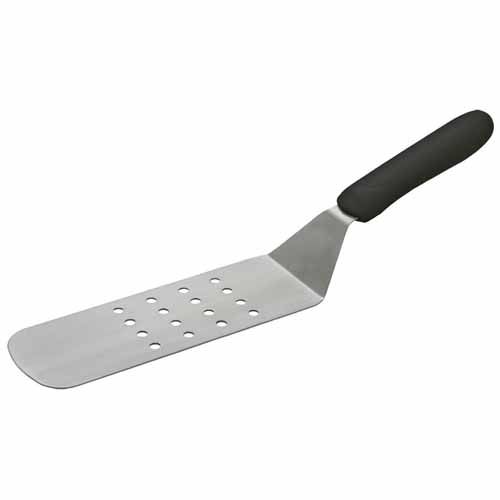 Winco TKP-91, Offset Flexible Turner with 8.25x2.88-Inch Perforated Blade and Black Polypropylene Handle, NSF