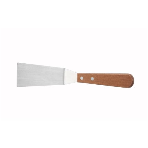 Winco TN165, Offset Grill Spatula with 5.5x2.5-Inch Blade and Wooden Handle