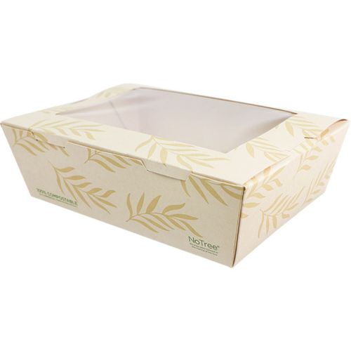 World Centric TO-NT-3W, 65 Oz NoTree Paper Take-Out Containers with PLA Window, 200/CS
