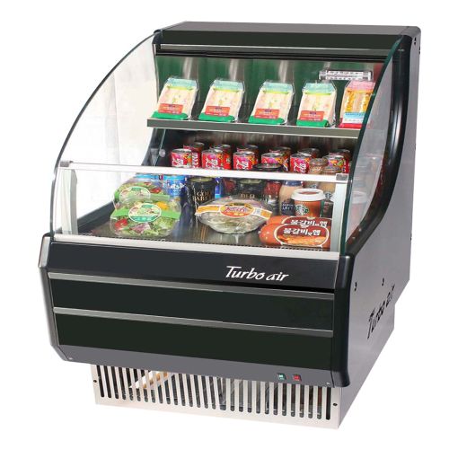 Turbo Air TOM-30LB-SP-A-N Open Display Horizontal Merchandiser 28-Inch L Low Profile Solid Side Panel-Black Ext.& Int.