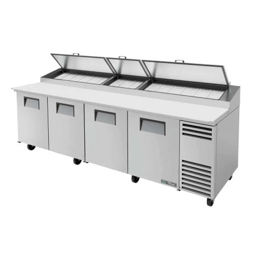 True TPP-AT-119-HC, 119.25-Inch 4 Door Counter Height Refrigerated Pizza Prep Table