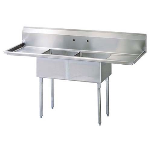 Turbo Air TSB-2-D2, 24 x 24 x 14-inch Two Compartment Sink, Stainless Steel