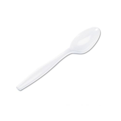 SafePro IWTSM Individually Wrapped White Medium Weight Plastic Teaspoon, 1000/CS
