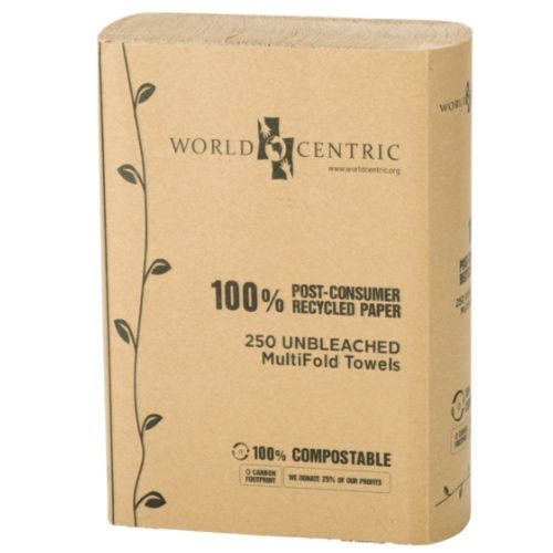 World Centric TW-PA-MF, 3x9-inch 1-Ply MultiFold Towels, 4000/CS