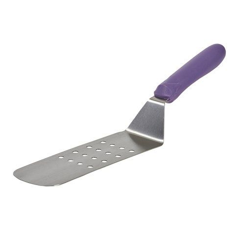 Winco TWP-91P, 8.25x2.08-Inch Stainless Steel Blade, Perforated Flexible Turner with Offset, Purple Handle