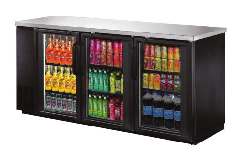 Omcan UBB-24-72G, 72.8x24.4x36.2-Inch Refrigerated Back Bar Cooler with Stainless Steel Top, 3 Glass Doors, ETL Listed, ETL Sanitation, NSF-7