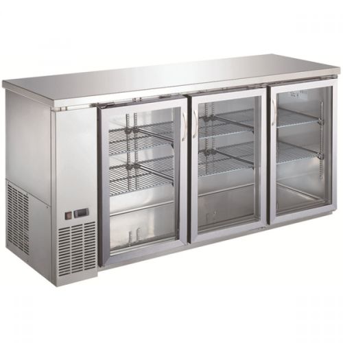 Coldline UBB-24-72GSS 72-inch Stainless Steel Glass Door Back Bar Refrigerator