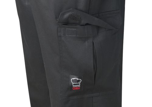 Winco UNF-11KS, Black Cargo Chef Pants, Small