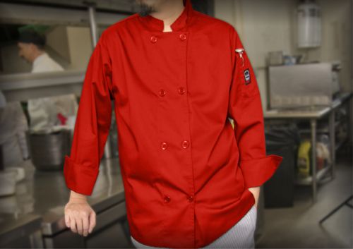 Winco UNF-6RXL, Red Men’s Tapered Fit Chef Jacket, X-Large