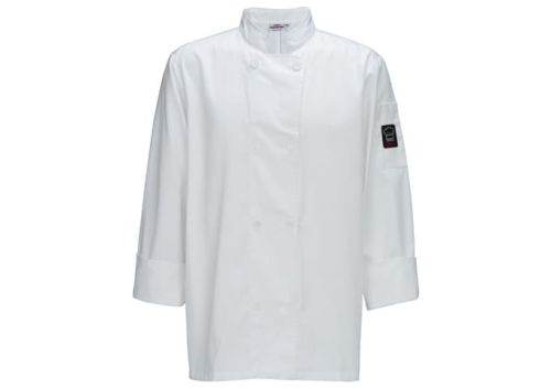Winco UNF-6WS White Men's Tapered Fit Chef Jacket, S, EA